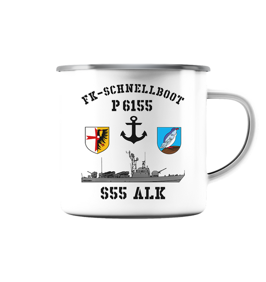 FK-Schnellboot P6155 ALK Anker - Emaille Tasse (Silber)