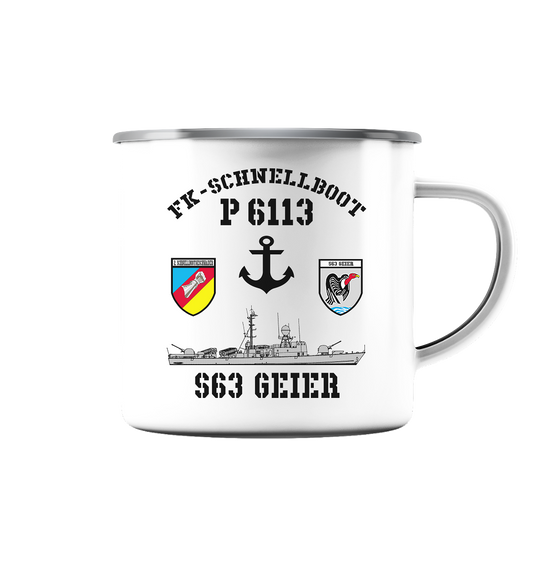 FK-Schnellboot P6113 GEIER 2.SG Anker - Emaille Tasse (Silber)