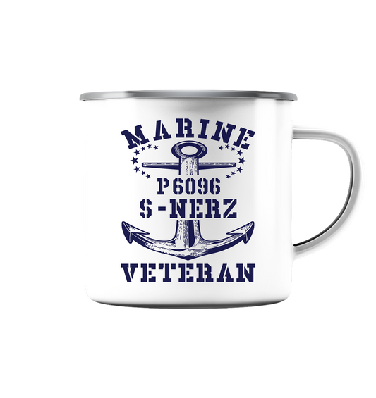 P6096 S-NERZ Marine Veteran - Emaille Tasse (Silber)