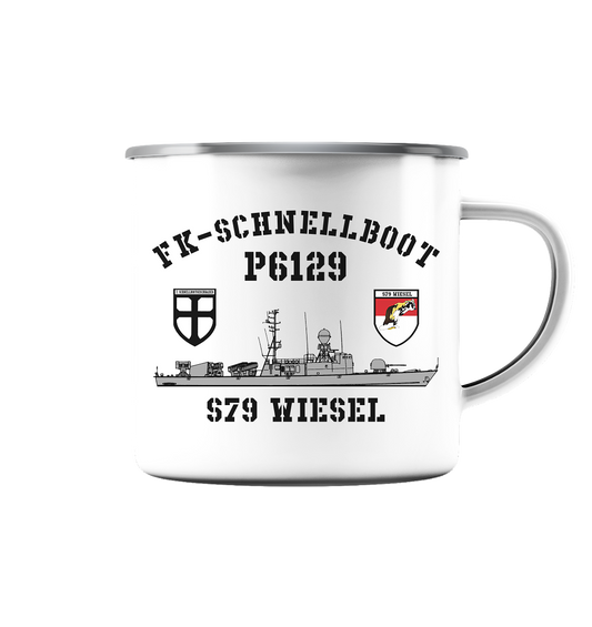 P6129 S79 WIESEL 7.SG - Emaille Tasse (Silber)