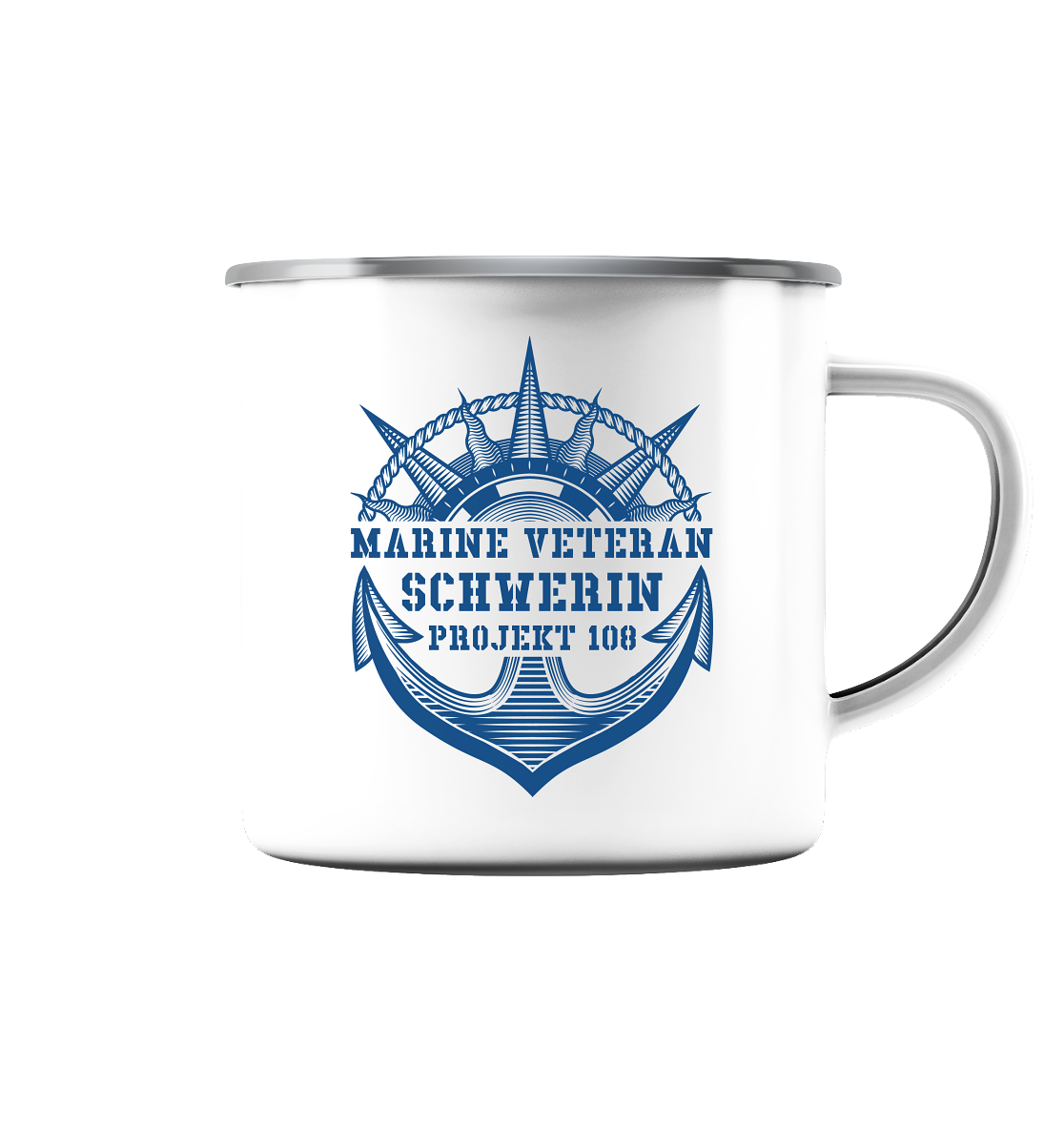 Projekt 108 SCHWERIN Marine Veteran - Emaille Tasse (Silber)