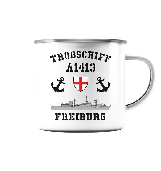 Troßschiff A1413 FREIBURG - Emaille Tasse (Silber)