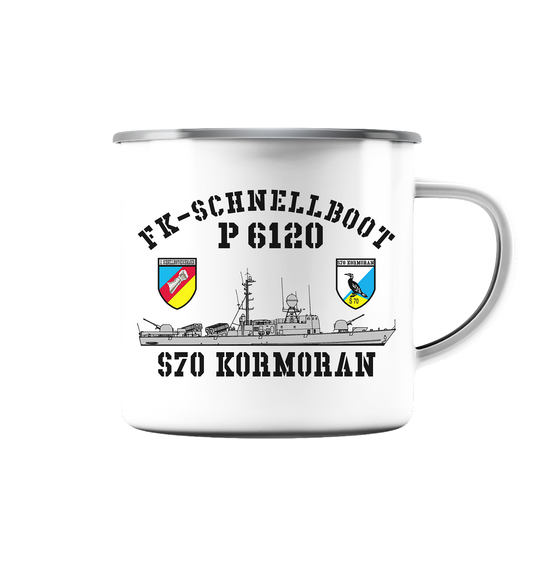 FK-Schnellboot P6120 S70 KORMORAN - Emaille Tasse (Silber)