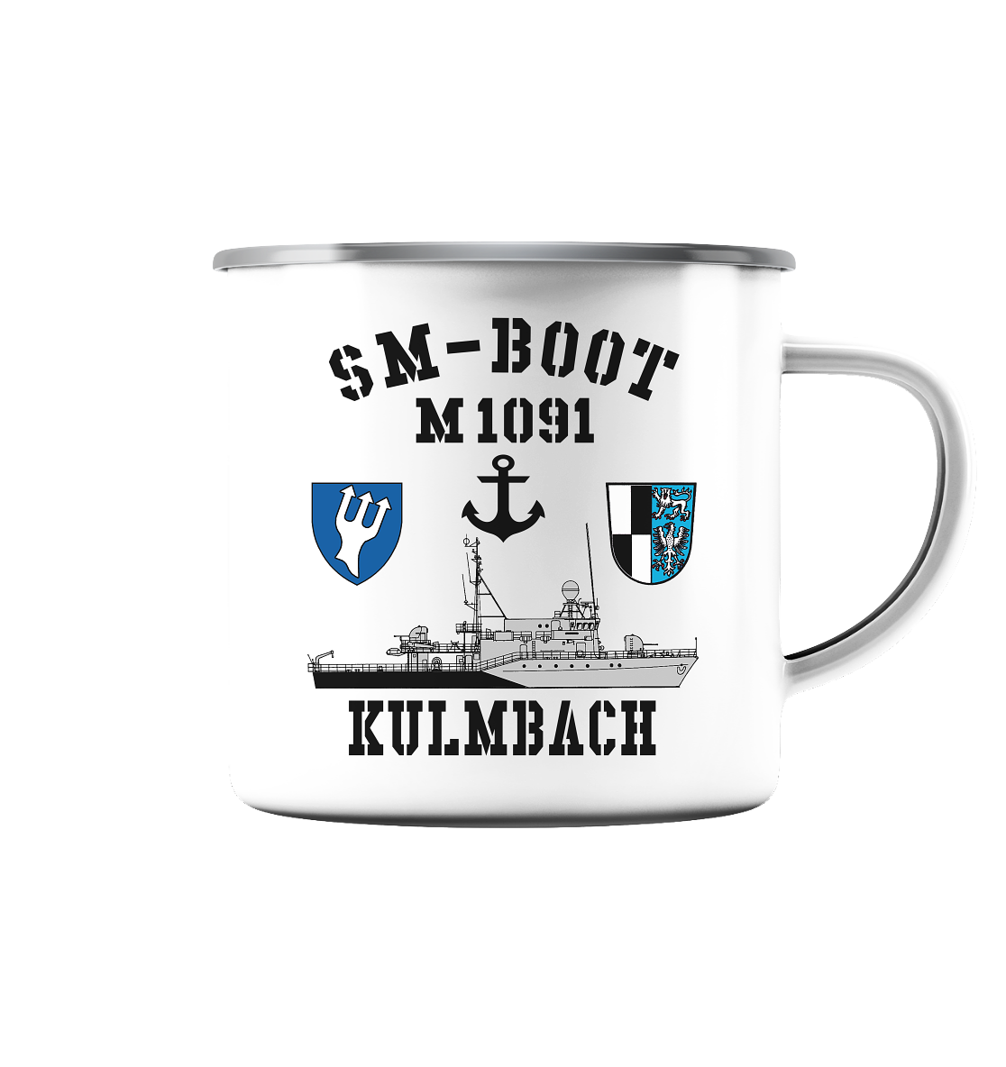 SM-Boot M1091 KULMBACH - Emaille Tasse (Silber)