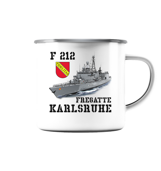 F212 Fregatte KARLSRUHE - Emaille Tasse (Silber)
