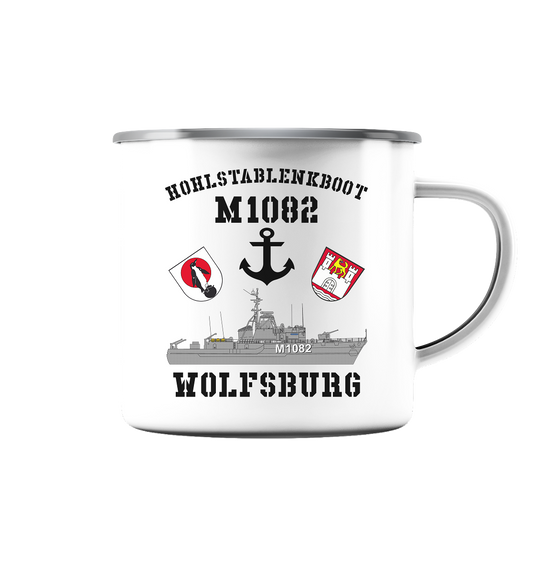 M1082 HL-Boot WOLFSBURG - Emaille Tasse (Silber)