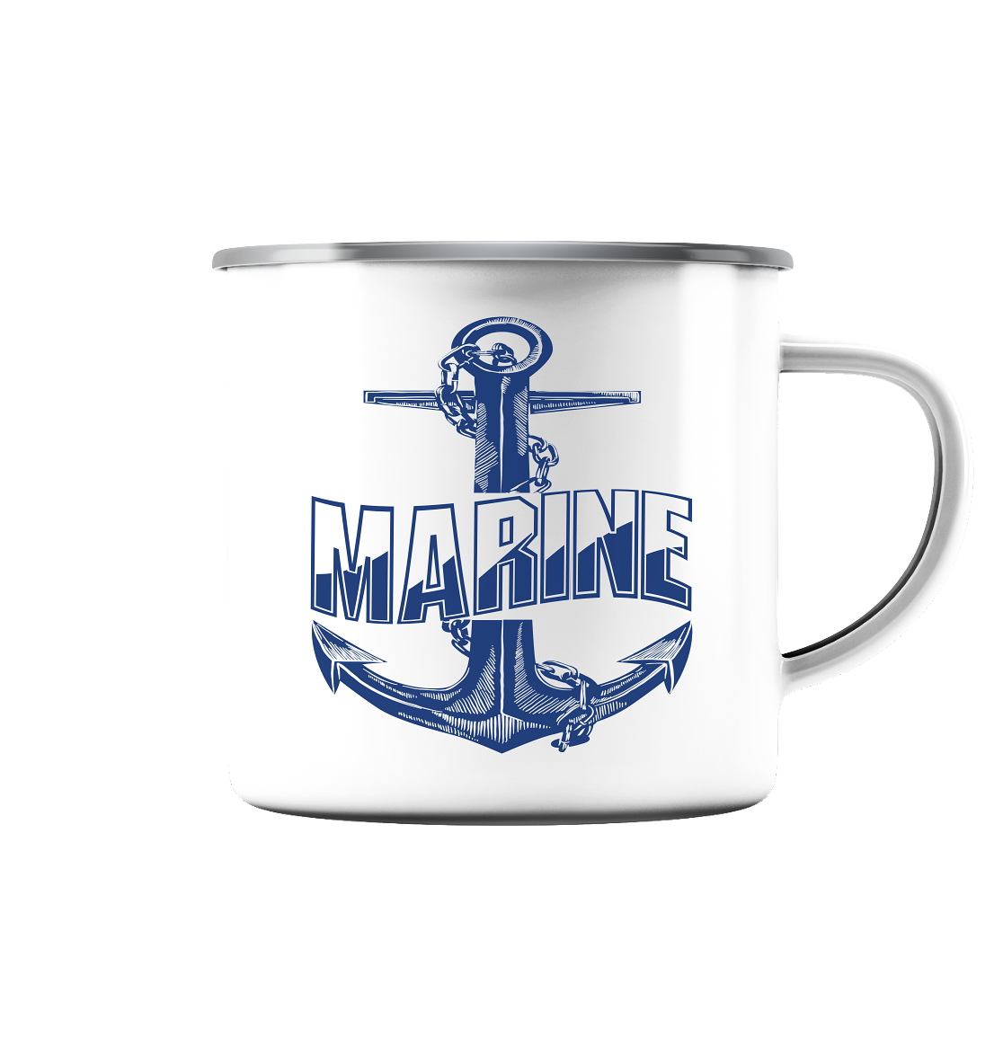 Anker MARINE - Emaille Tasse (Silber)