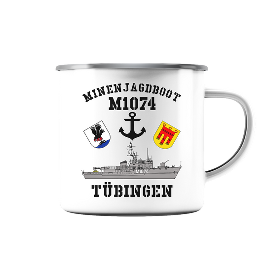 Mij.-Boot M1074 TÜBINGEN - Emaille Tasse (Silber)