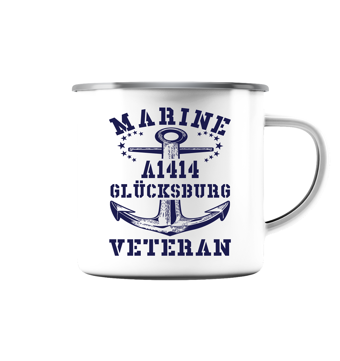 Troßschiff A1414 GLÜCKSBURG Marine Veteran - Emaille Tasse (Silber)