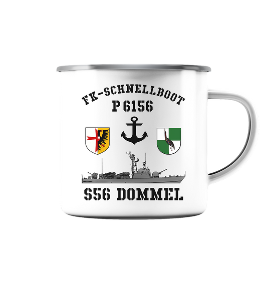 FK-Schnellboot P6156 DOMMEL Anker - Emaille Tasse (Silber)