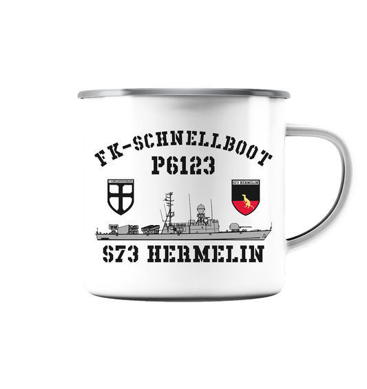 P6123 S73 HERMELIN 7.SG - Emaille Tasse (Silber)