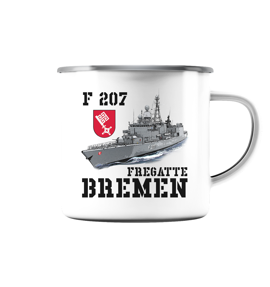 F207 Fregatte BREMEN - Emaille Tasse (Silber)
