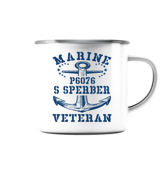 P6076 S SPERBER Marine Veteran - Emaille Tasse (Silber)
