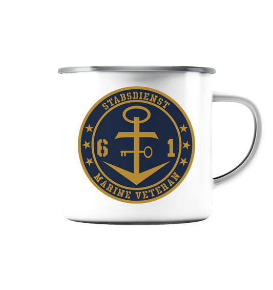 Marine Veteran 61er STABSDIENST - Emaille Tasse (Silber)