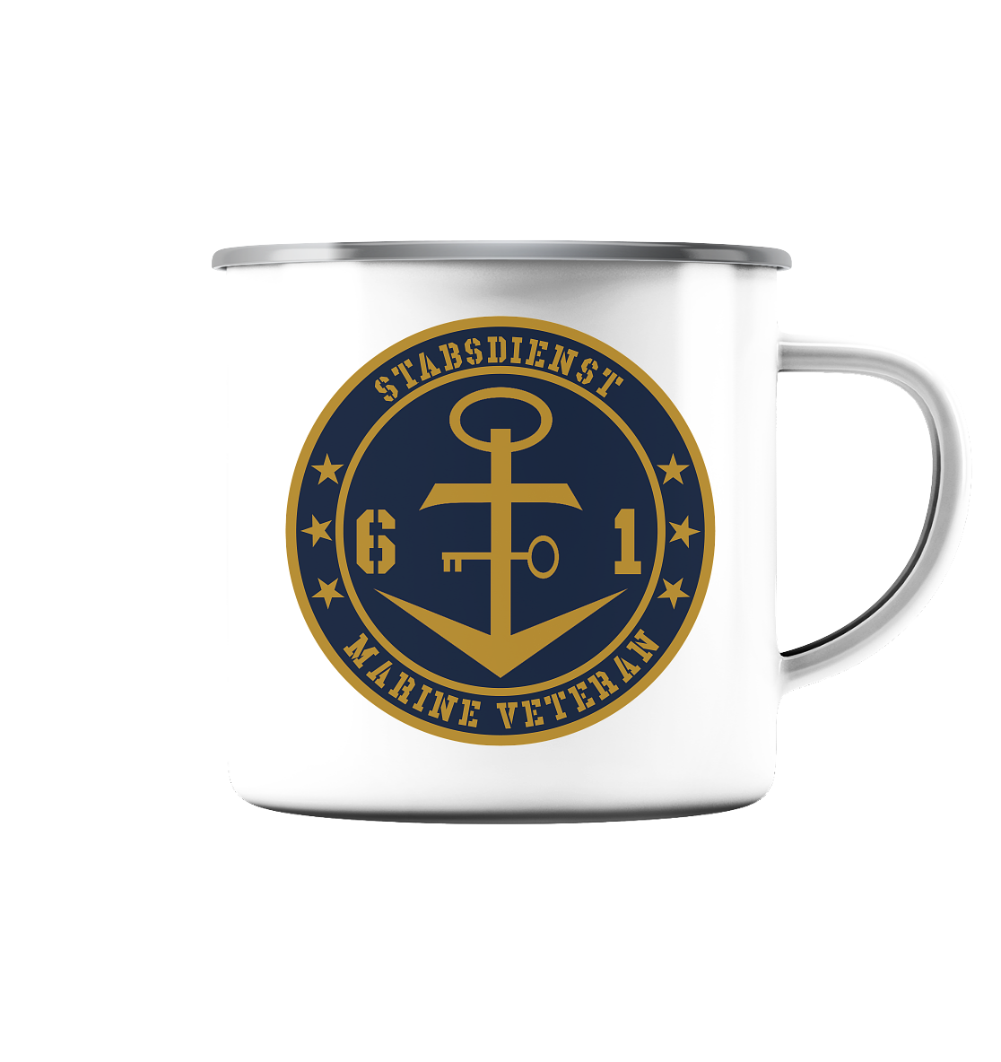 Marine Veteran 61er STABSDIENST - Emaille Tasse (Silber)