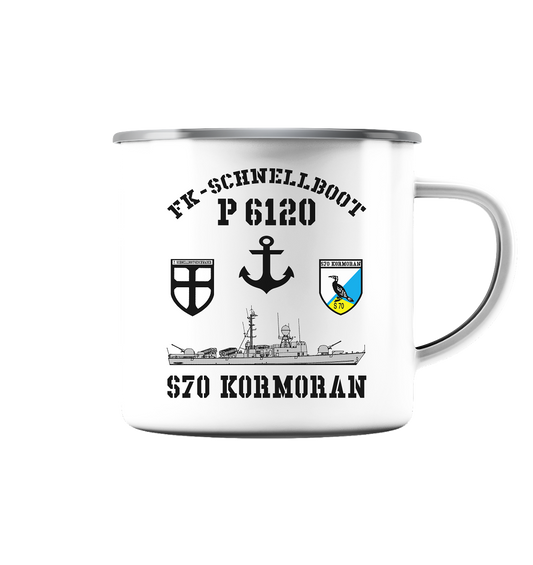 FK-Schnellboot P6120 KORMORAN 7.SG Anker - Emaille Tasse (Silber)