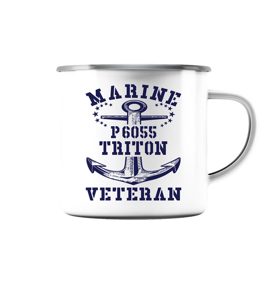 U-Jagdboot P6055 TRITON Marine Veteran - Emaille Tasse (Silber)