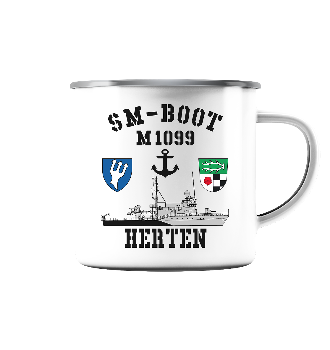 SM-Boot M1099 HERTEN Anker - Emaille Tasse (Silber)