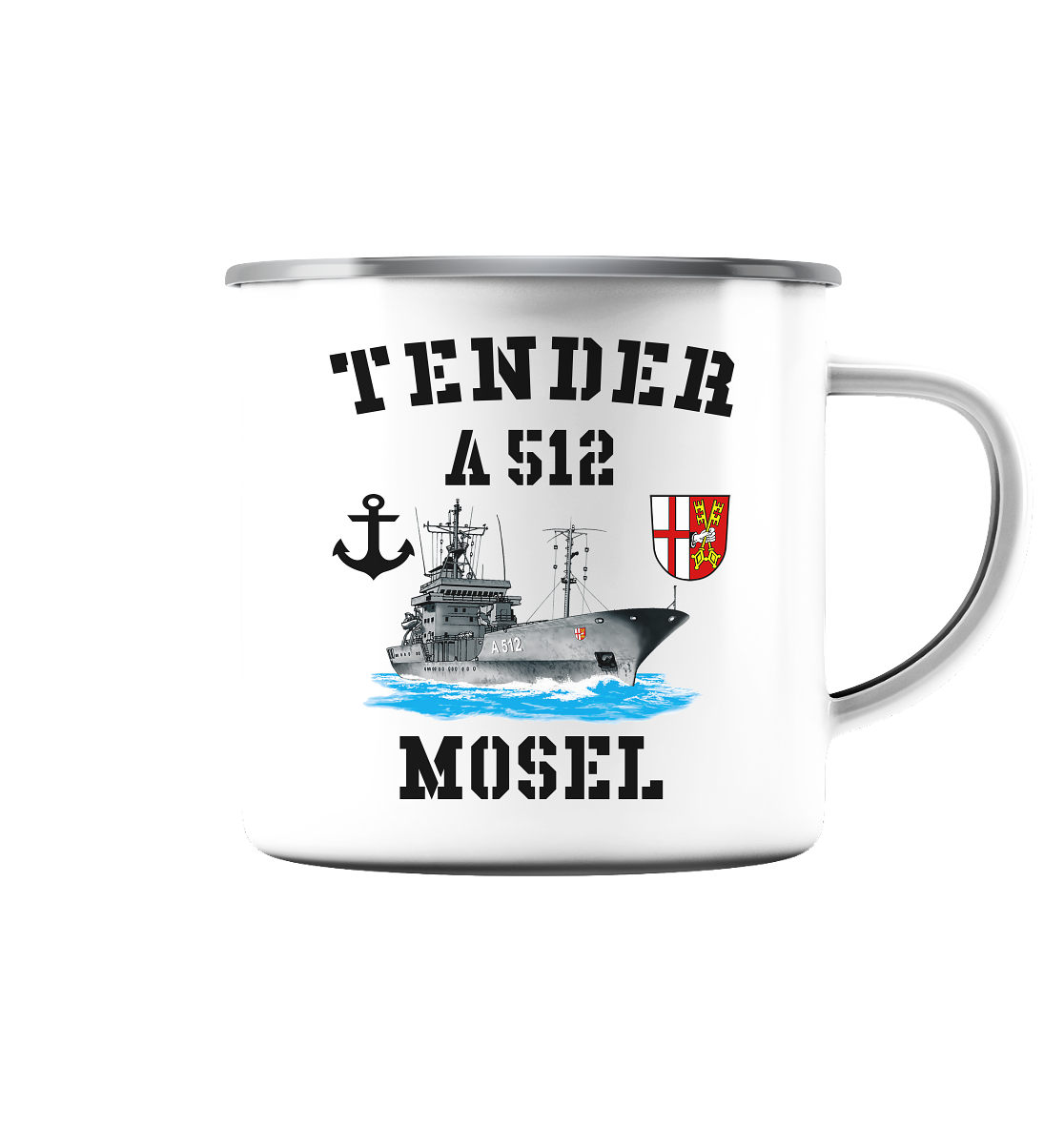 Tender A512 MOSEL Anker - Emaille Tasse (Silber)