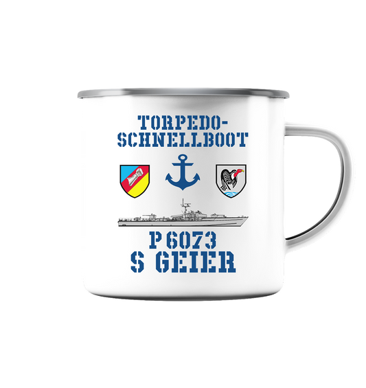 Torpedo-Schnellboot P6073 GEIER Anker - Emaille Tasse (Silber)