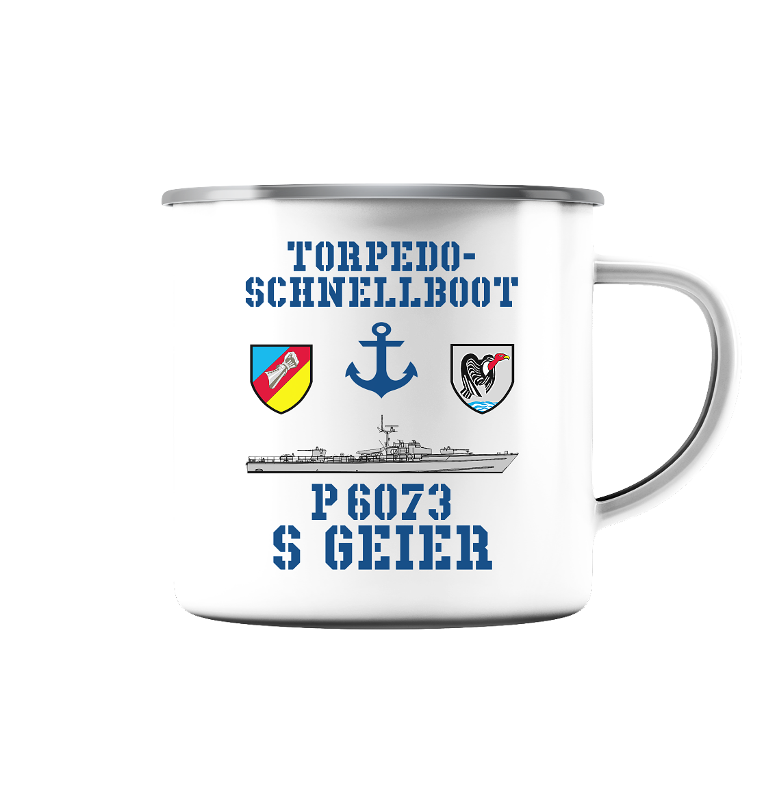 Torpedo-Schnellboot P6073 GEIER Anker - Emaille Tasse (Silber)