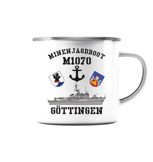 Mij.-Boot M1070 GÖTTINGEN Anker - Emaille Tasse (Silber)