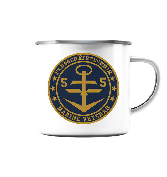 Marine Veteran 55er FLUGGERÄTETECHNIK - Emaille Tasse (Silber)