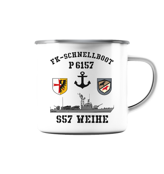 FK-Schnellboot P6157 WEIHE Anker - Emaille Tasse (Silber)