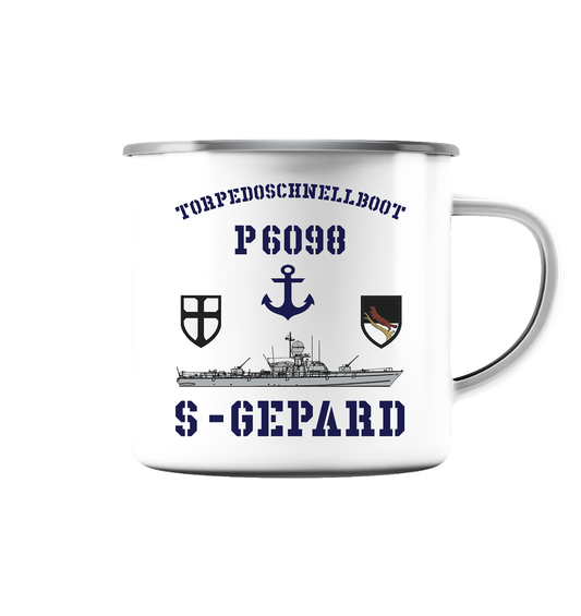 Torpedoschnellboot P6098 S-GEPARD Anker - Emaille Tasse (Silber)