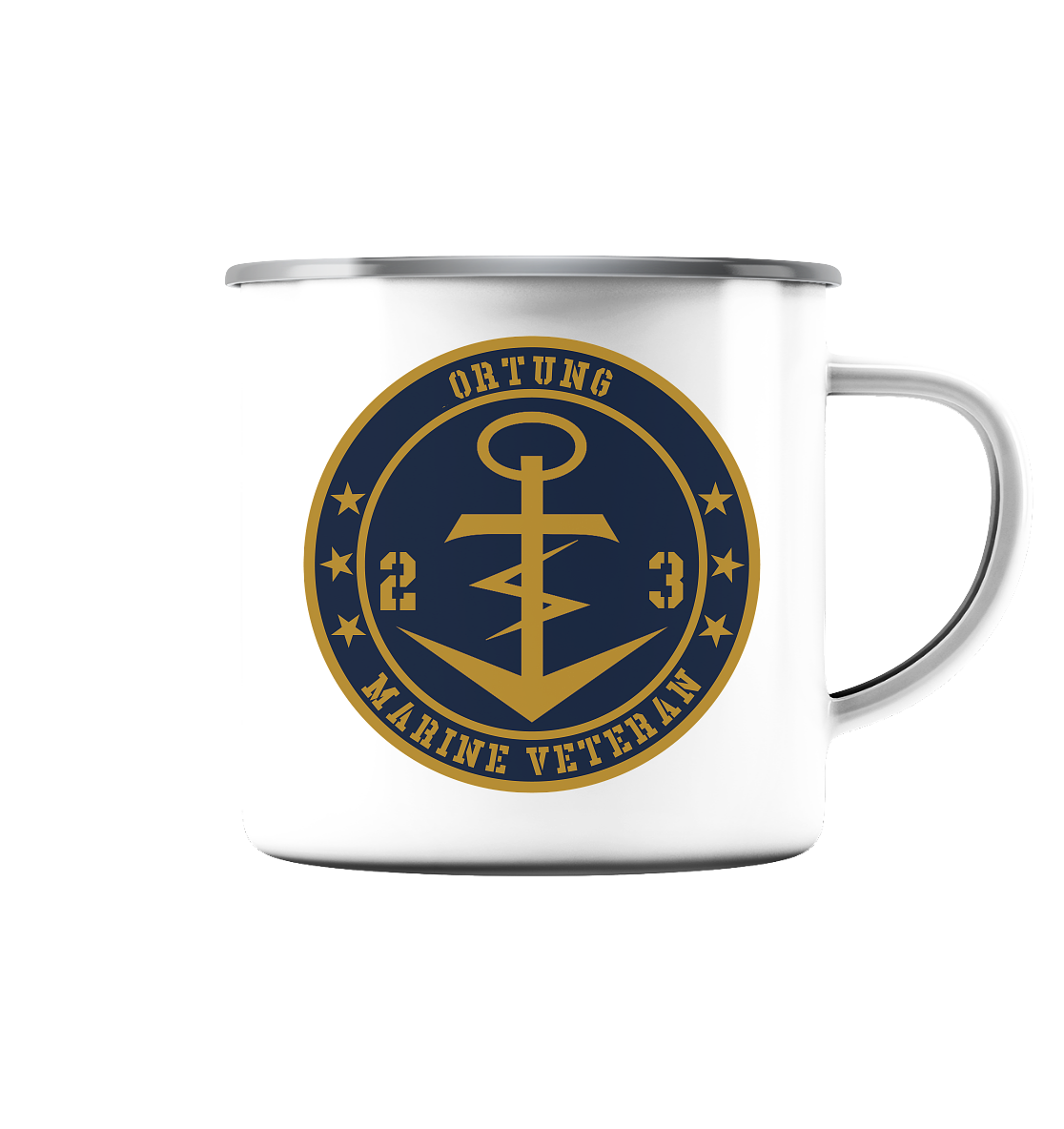 Marine Veteran 23er ORTUNG - Emaille Tasse (Silber)
