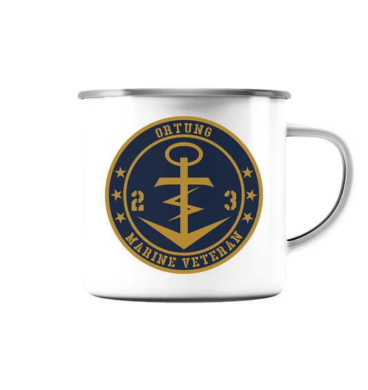 Marine Veteran 23er ORTUNG - Emaille Tasse (Silber)