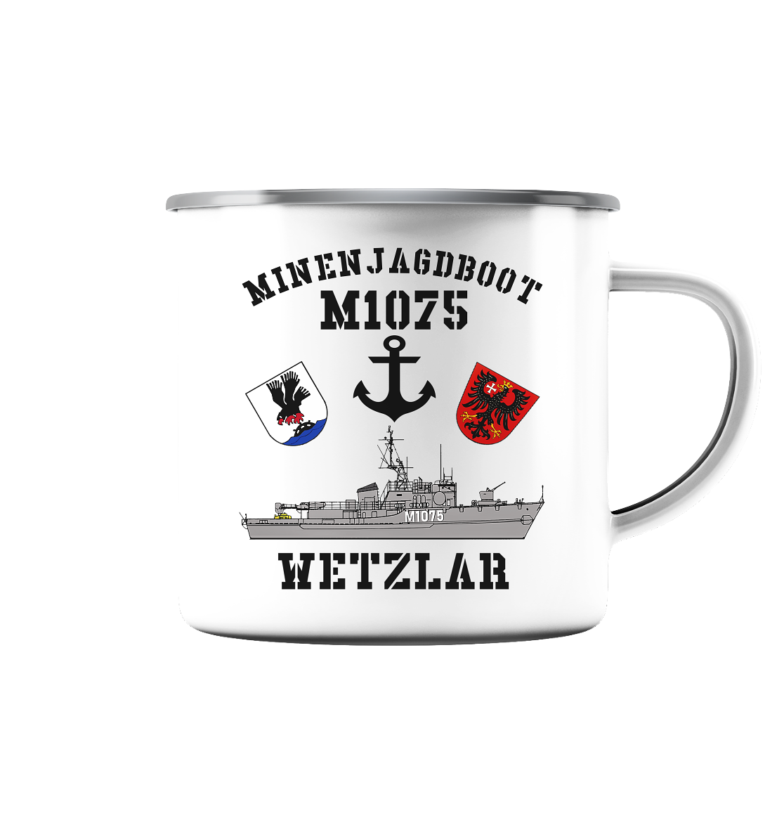 Mij.-Boot M1075 WETZLAR - Emaille Tasse (Silber)