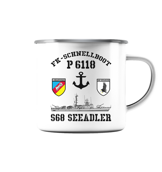 FK-Schnellboot P6118 SEEADLER 2.SG Anker  - Emaille Tasse (Silber)