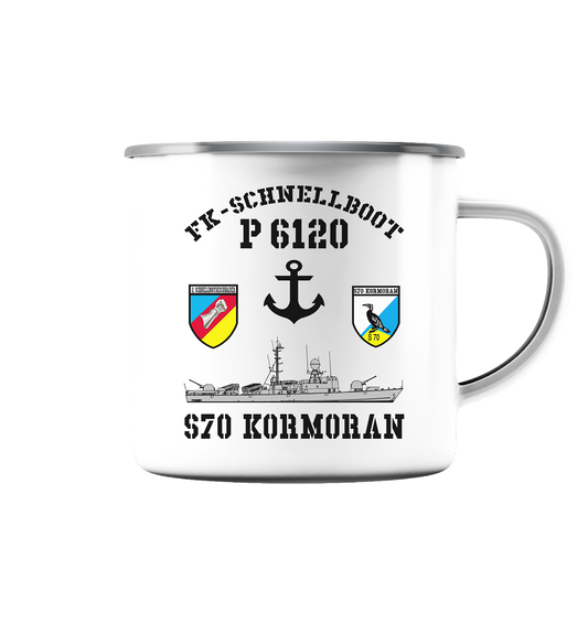 FK-Schnellboot P6120 KORMORAN 2.SG Anker - Emaille Tasse (Silber)