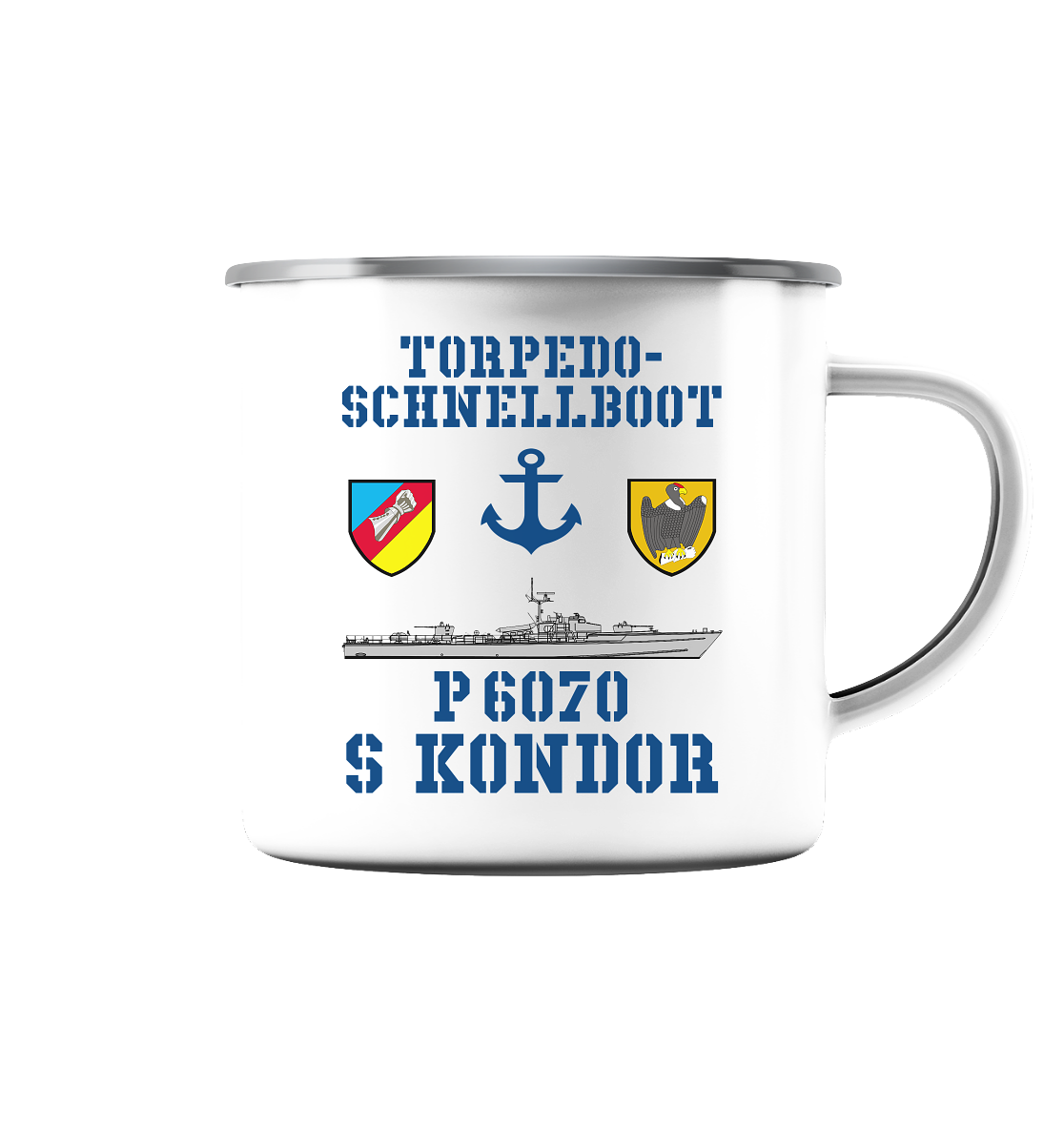 Torpedo-Schnellboot P6070 KONDOR Anker - Emaille Tasse (Silber)