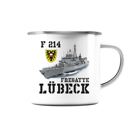 F214 Fregatte LÜBECK - Emaille Tasse (Silber)