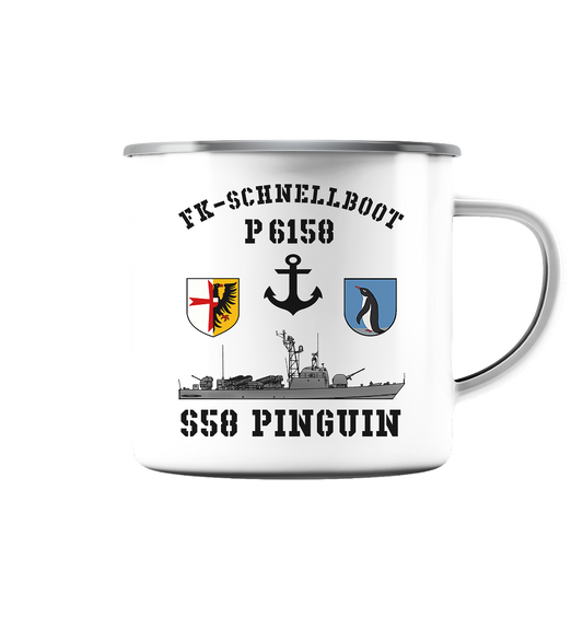 FK-Schnellboot P6158 PINGUIN Anker - Emaille Tasse (Silber)