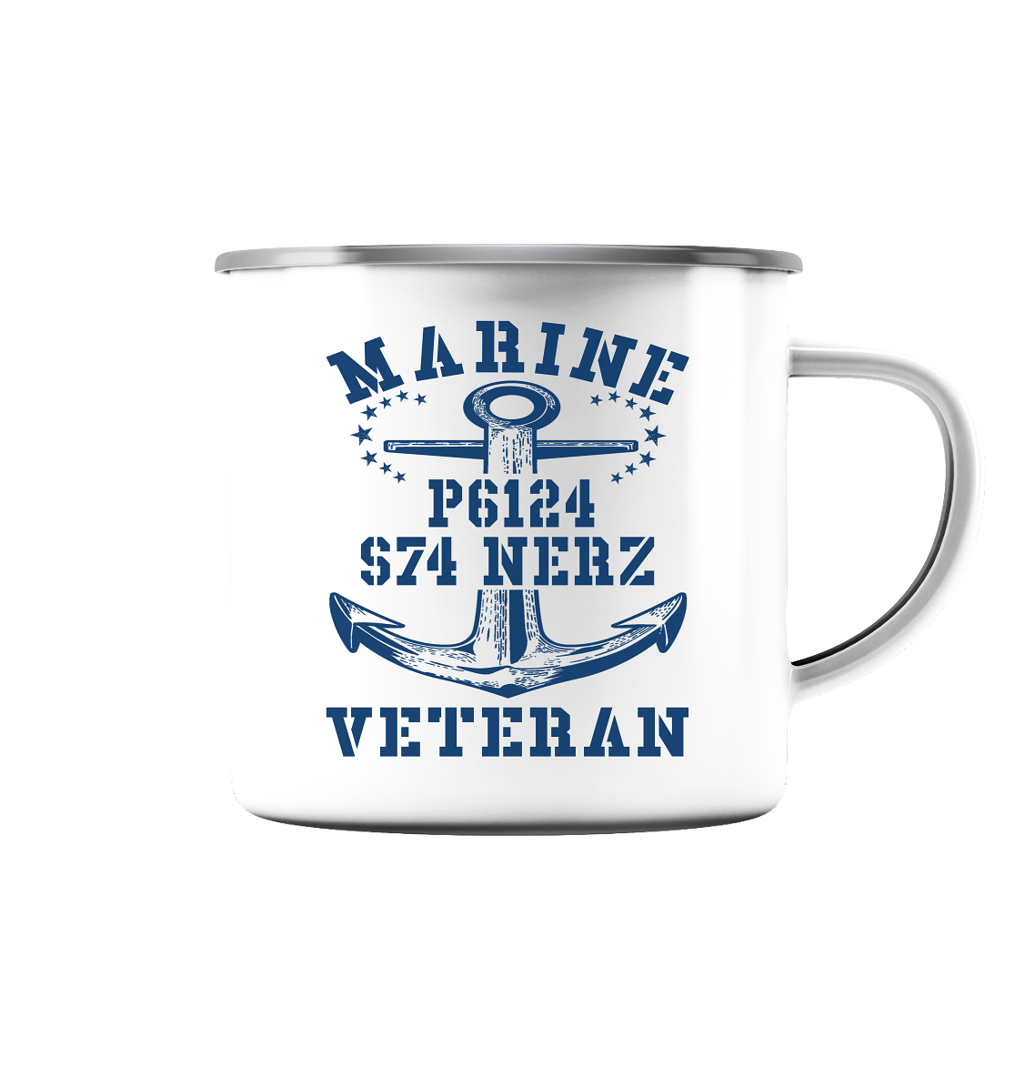 FK-Schnellboot P6124 NERZ Marine Veteran - Emaille Tasse (Silber)