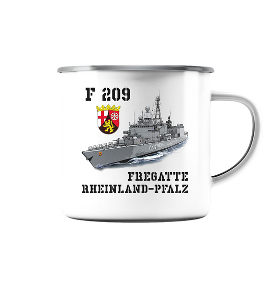 F209 Fregatte RHEINLAND-PFALZ - Emaille Tasse (Silber)