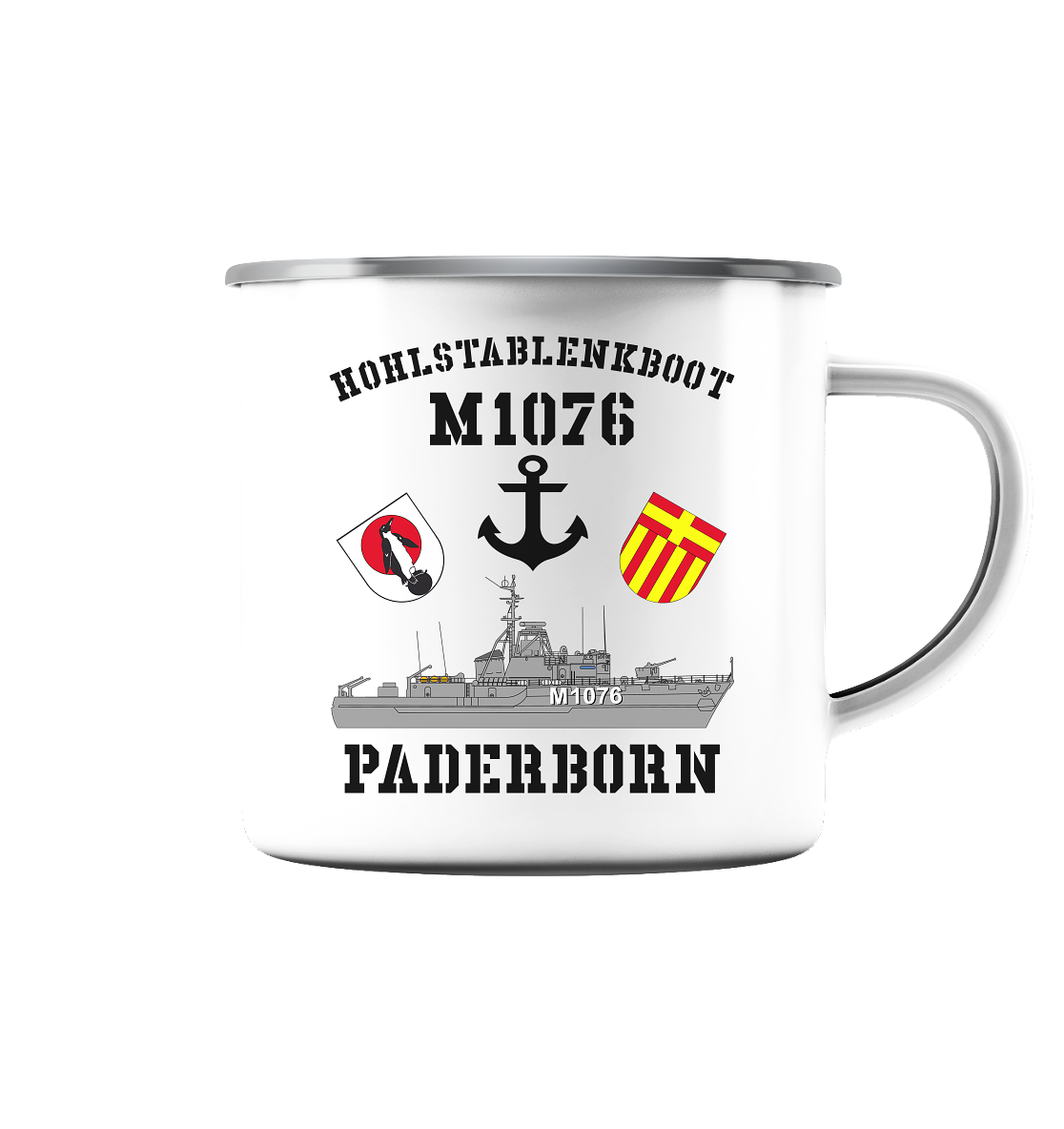 M1076 HL-Boot PADERBORN - Emaille Tasse (Silber)