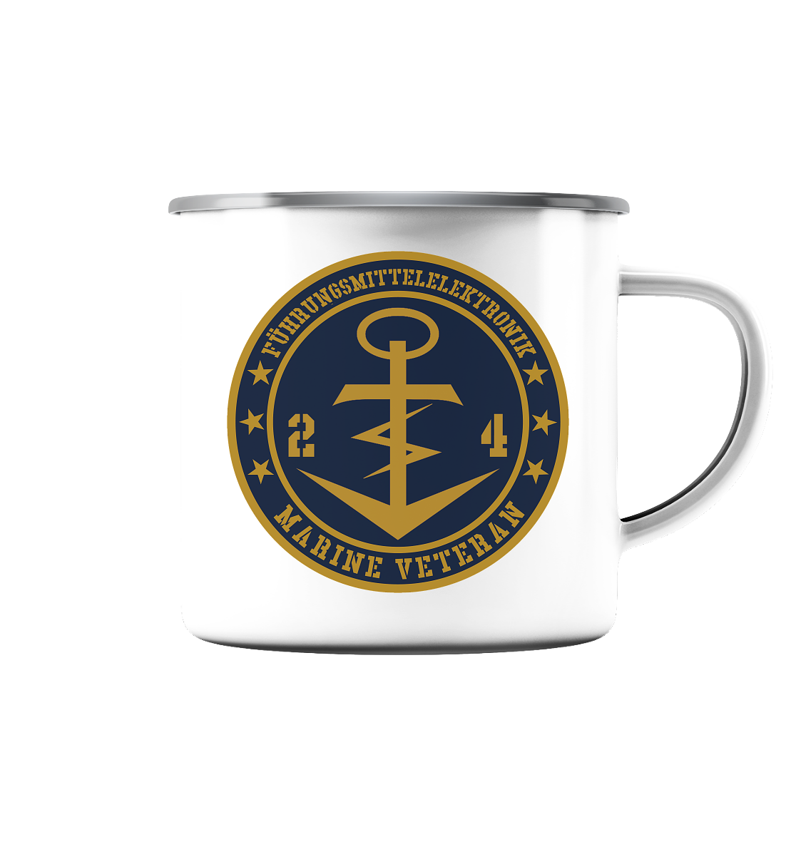Marine Veteran 24er FÜHRUNGSMITTELELEKTRONIK - Emaille Tasse (Silber)