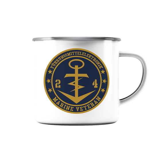Marine Veteran 24er FÜHRUNGSMITTELELEKTRONIK - Emaille Tasse (Silber)