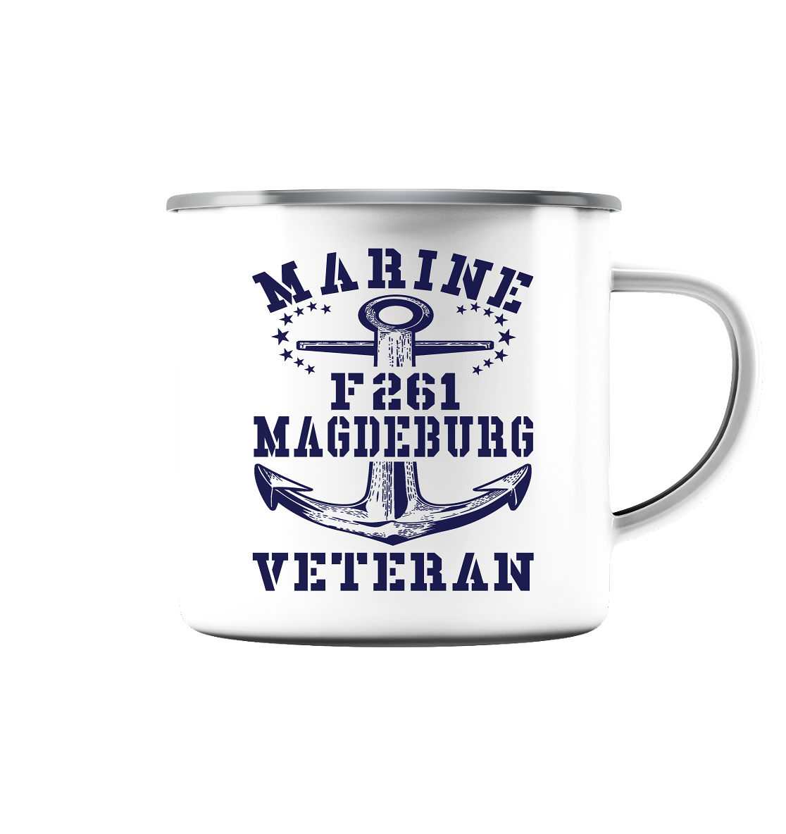 Korvette F261 MAGDEBURG Marine Veteran - Emaille Tasse (Silber)