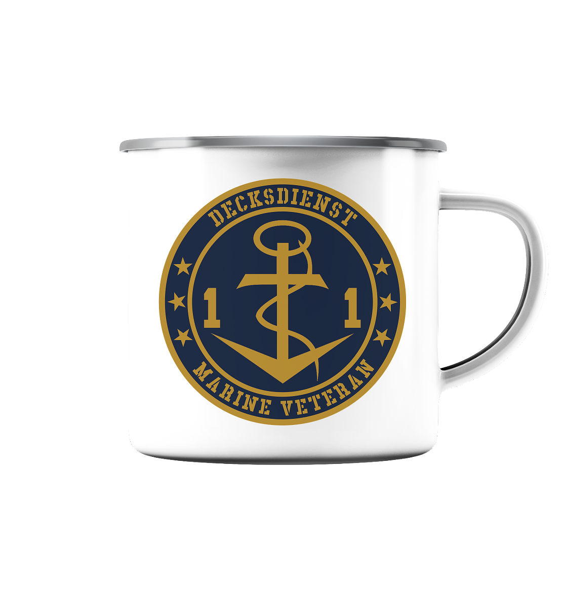 Marine Veteran 11er DECKSDIENST - Emaille Tasse (Silber)
