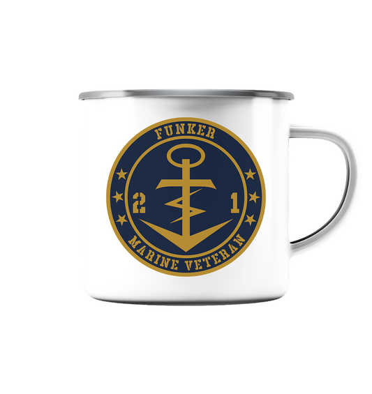 Marine Veteran 21er FUNKER - Emaille Tasse (Silber)