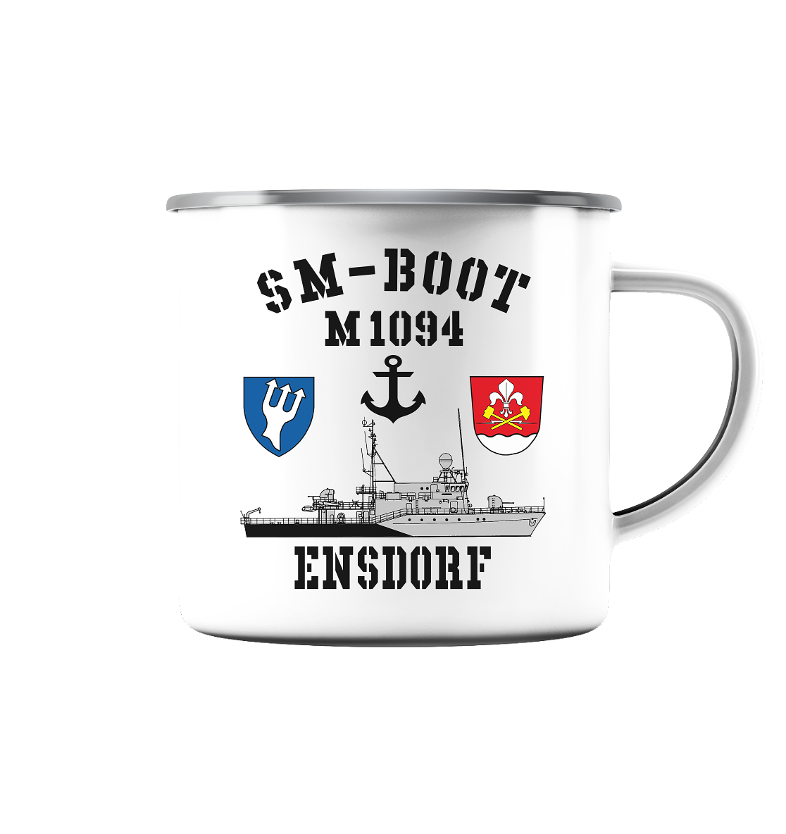 SM-Boot M1094 ENSDORF Anker - Emaille Tasse (Silber)