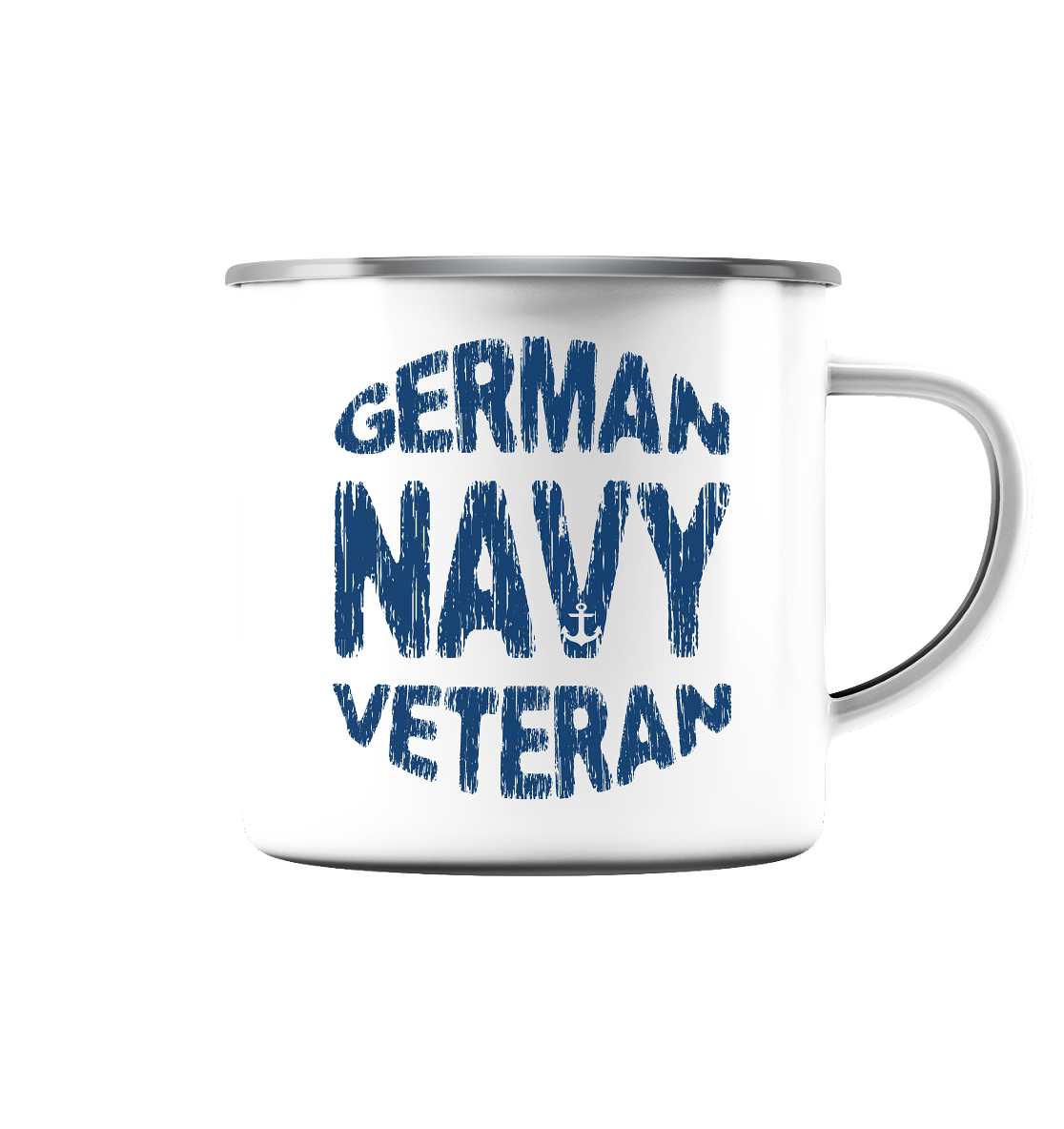 German Navy Veteran Anker - Emaille Tasse (Silber)