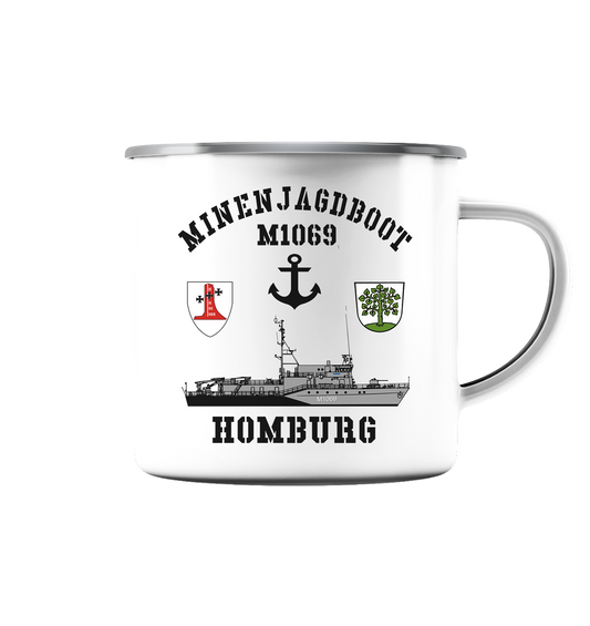 Mij.-Boot M1069 HOMBURG Anker 1.MSG - Emaille Tasse (Silber)