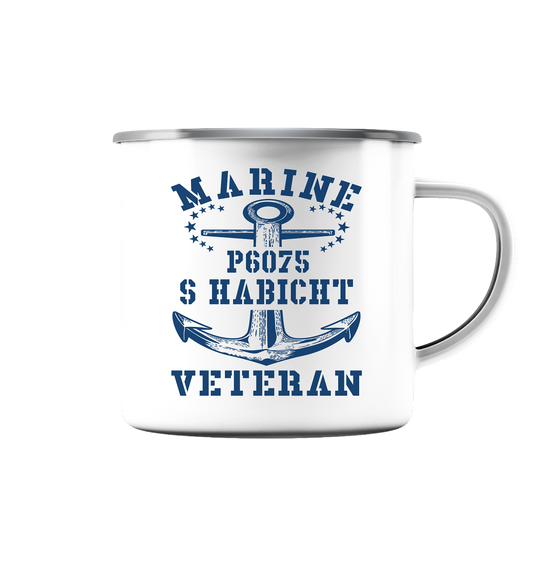 P6075 S HABICHT Marine Veteran - Emaille Tasse (Silber)