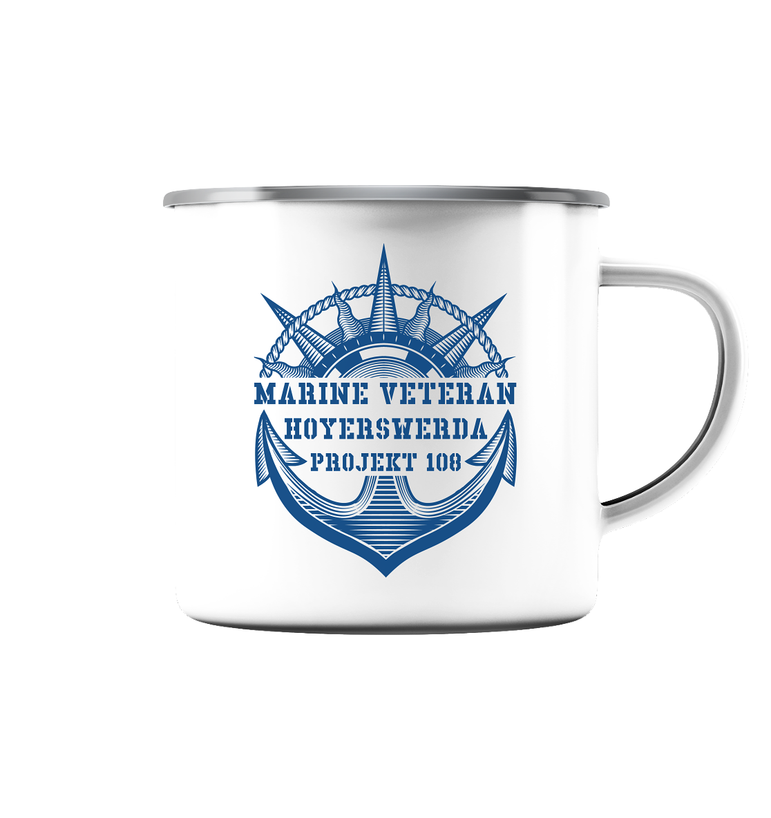 Projekt 108 HOYERSWERDA Marine Veteran - Emaille Tasse (Silber)